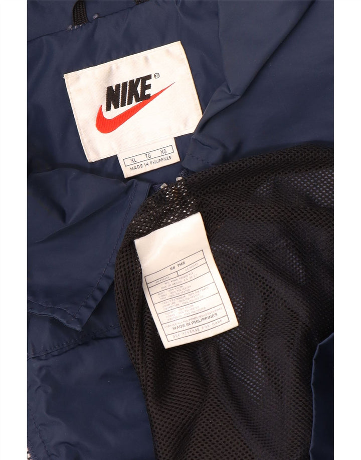 Jaqueta de chuva masculina Nike UK 42 XL azul marinho listrado nylon