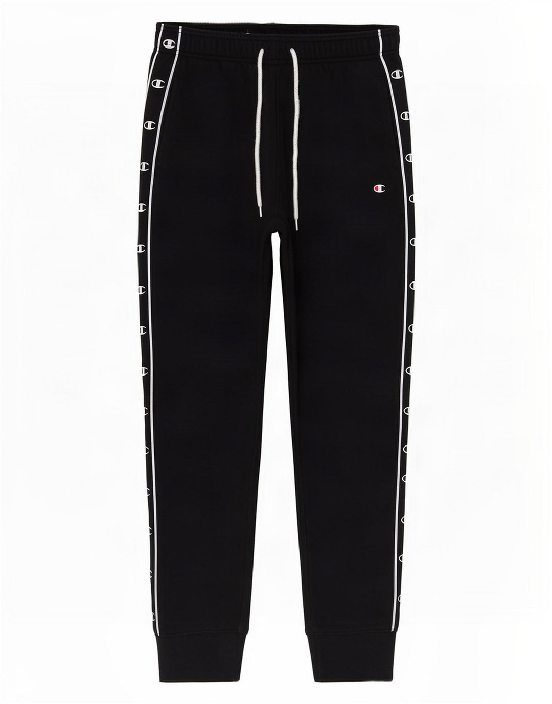 Calça esportiva masculina Champion com estampa gráfica, joggers médios de algodão preto