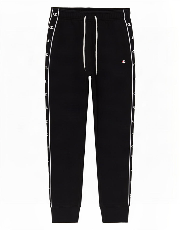 Calça esportiva masculina Champion com estampa gráfica, joggers médios de algodão preto