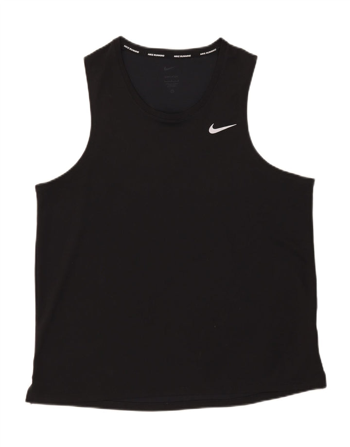Nike Womens Dri Fit Vest Top UK 16 Grande Poliéster Preto