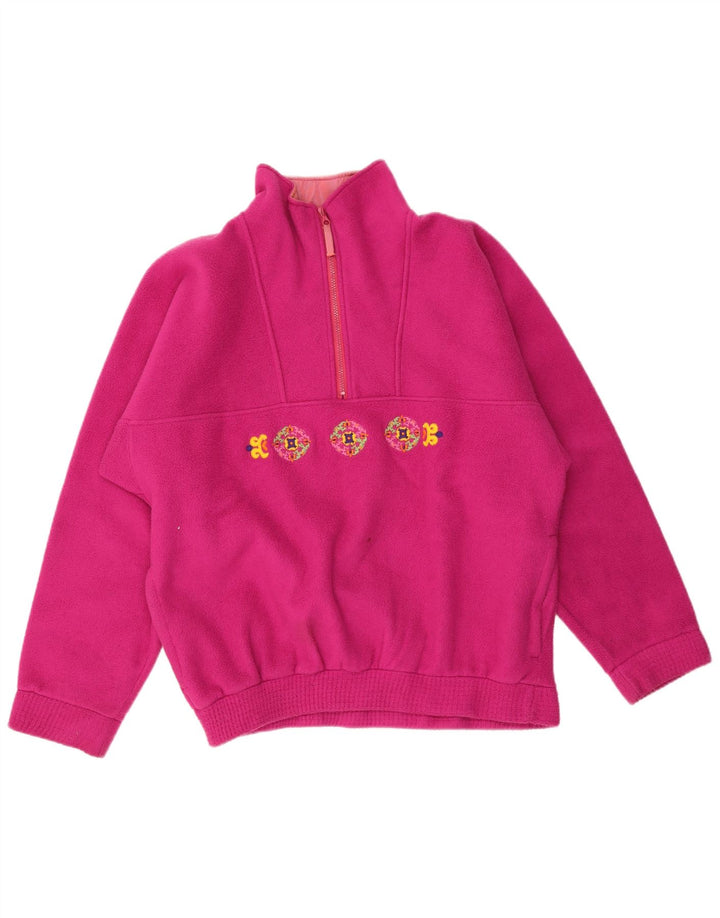 Tecnica Suéter masculino de lã com gola e zíper gráfico grande rosa poliéster