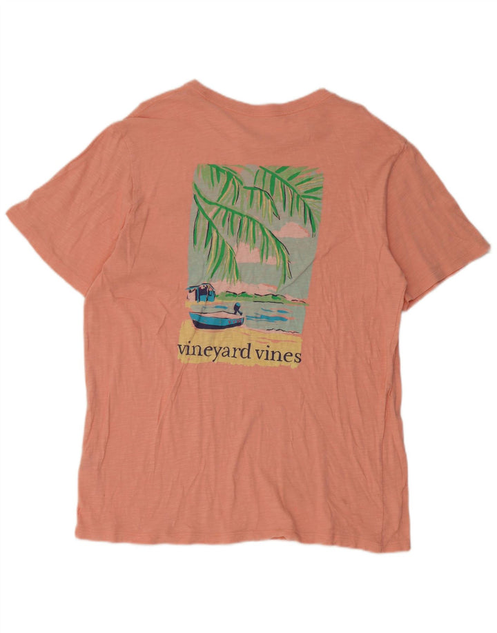 Camiseta gráfica masculina Vineyard Vines Top médio algodão rosa