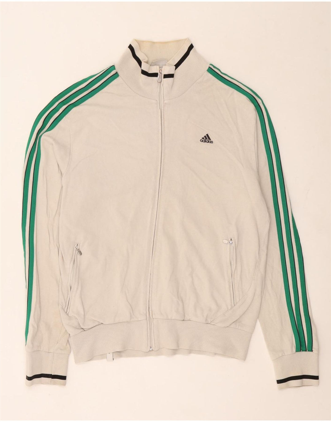 Adidas Mens Tracksuit Top Jacket UK 42/44 Grande Algodão Branco
