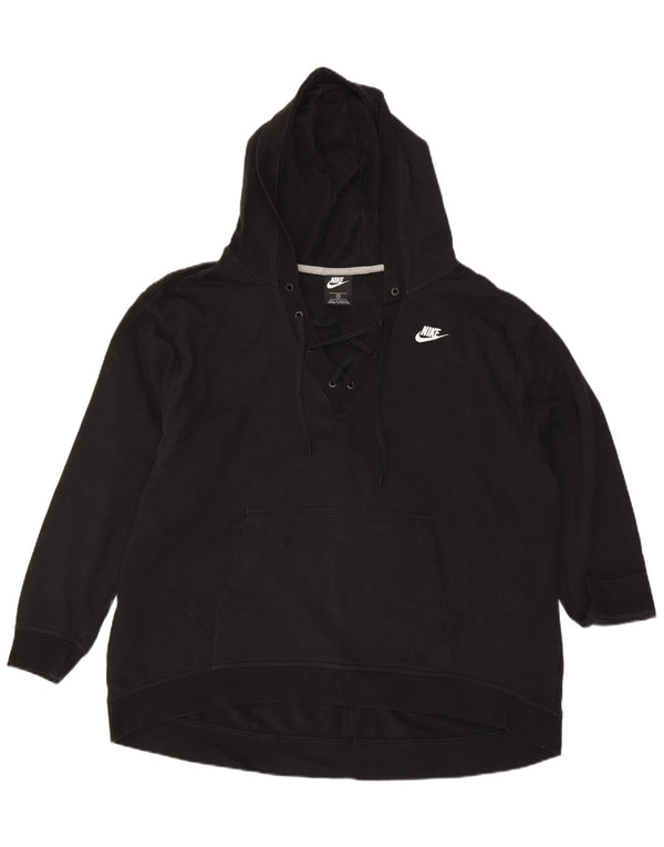 Jumper com capuz feminino Nike UK 22 3XL algodão preto