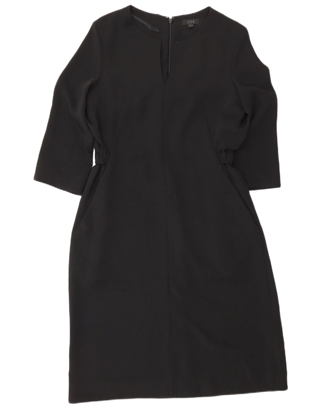 Cos Vestido feminino manga 3/4 com bainha EU 38 poliéster preto médio