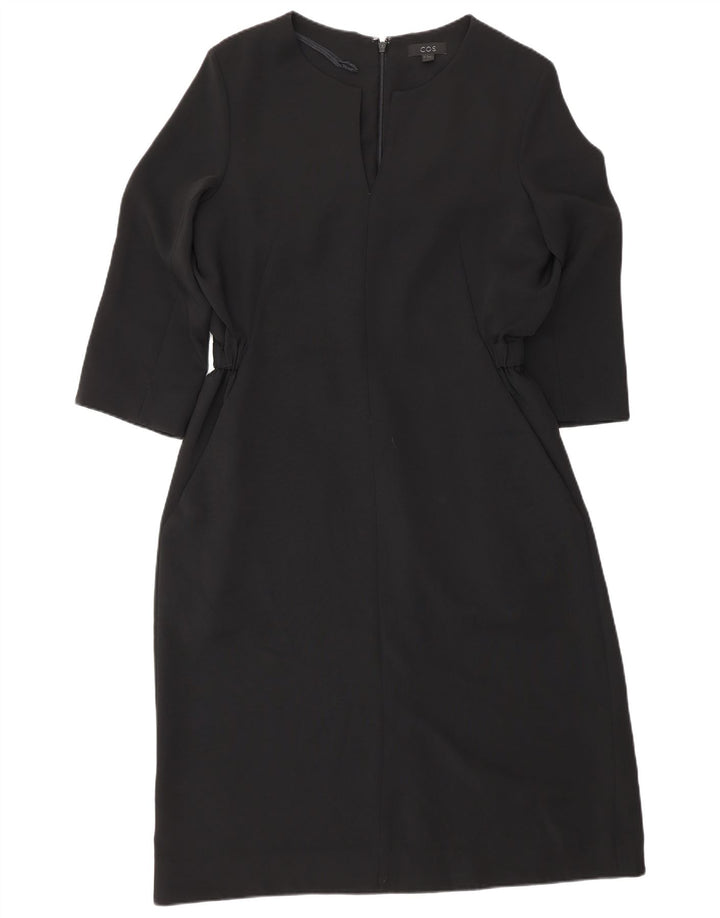 Cos Vestido feminino manga 3/4 com bainha EU 38 poliéster preto médio