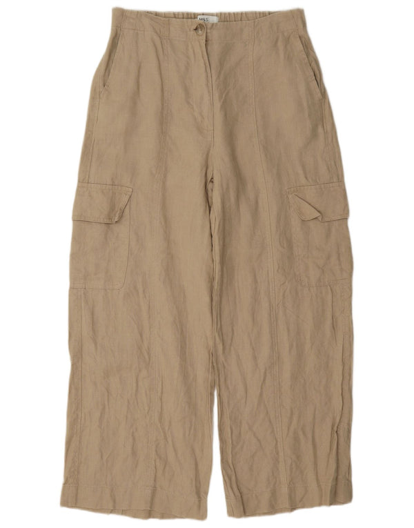 Calça cargo feminina Marks & Spencer com perna larga Reino Unido 10 pequena W27 L27 bege