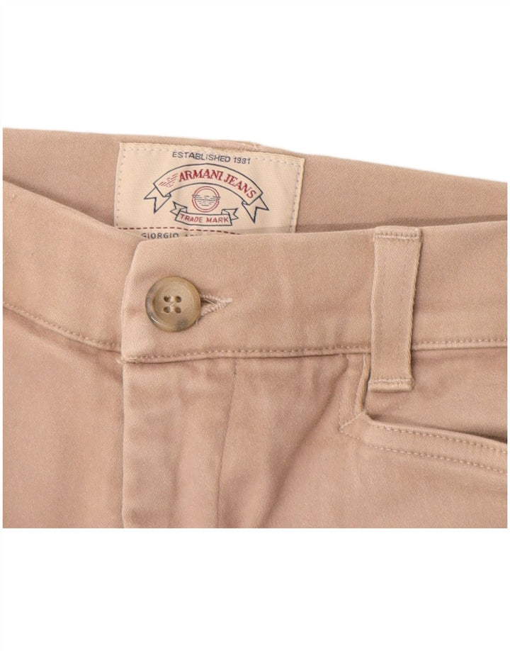 Calça feminina reta casual Armani IT 48 médio W32 L32 algodão bege