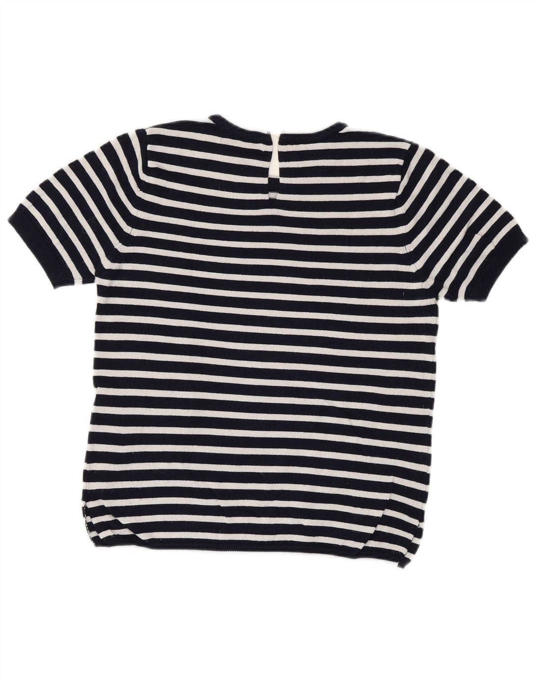Suéter feminino ZARA com gola redonda e gola redonda, 10 listrado azul marinho pequeno