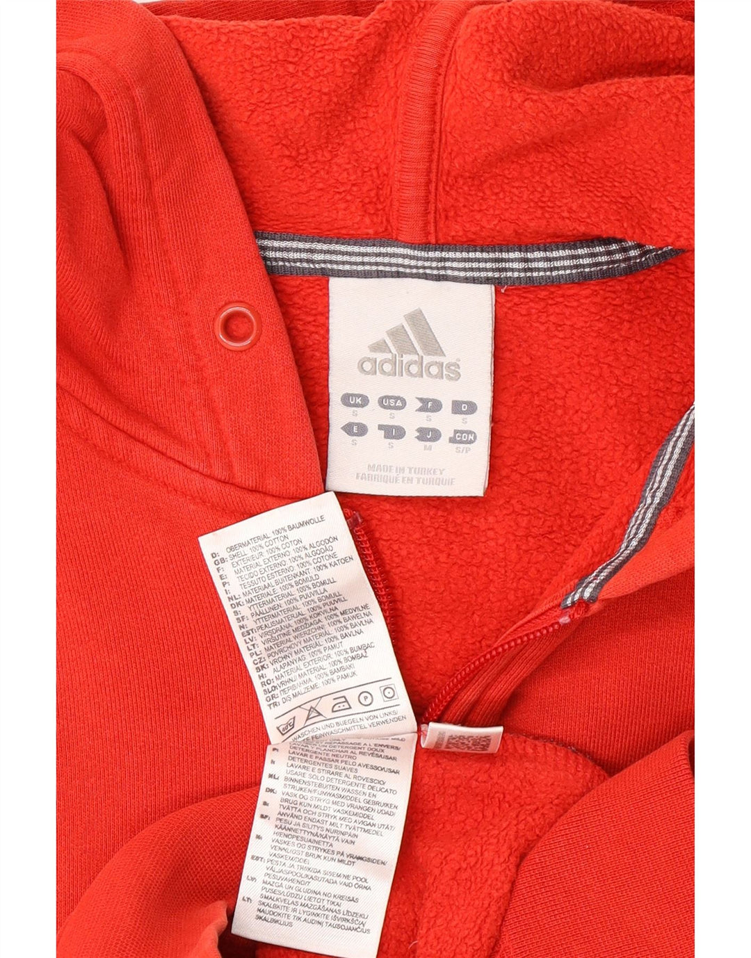 Adidas masculino zip moletom com capuz pequeno algodão vermelho