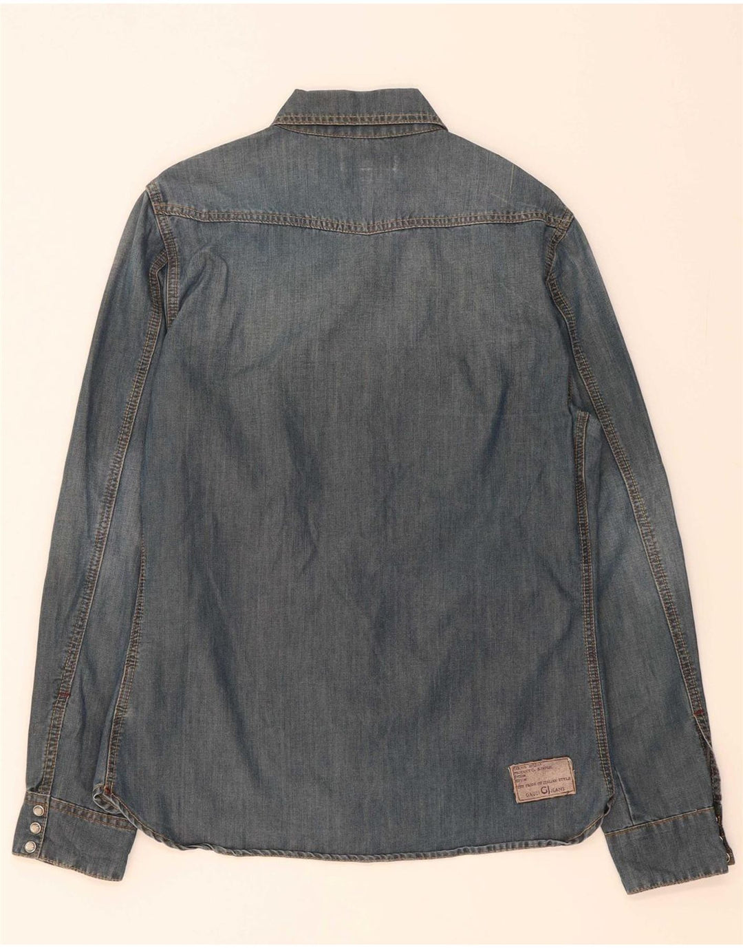 Camisa jeans masculina GAUDI algodão azul médio