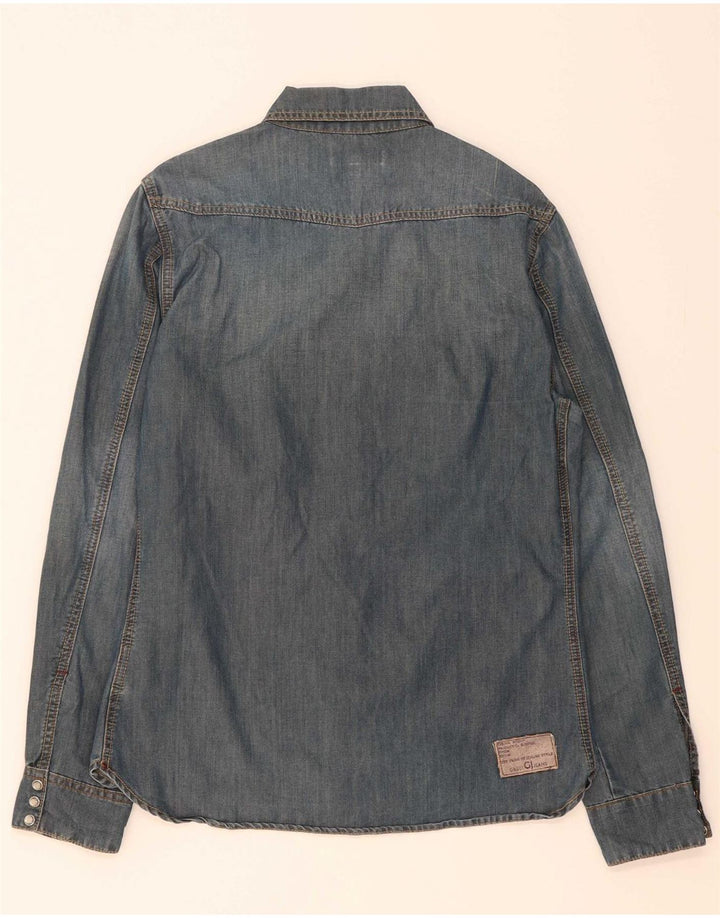 Camisa jeans masculina GAUDI algodão azul médio