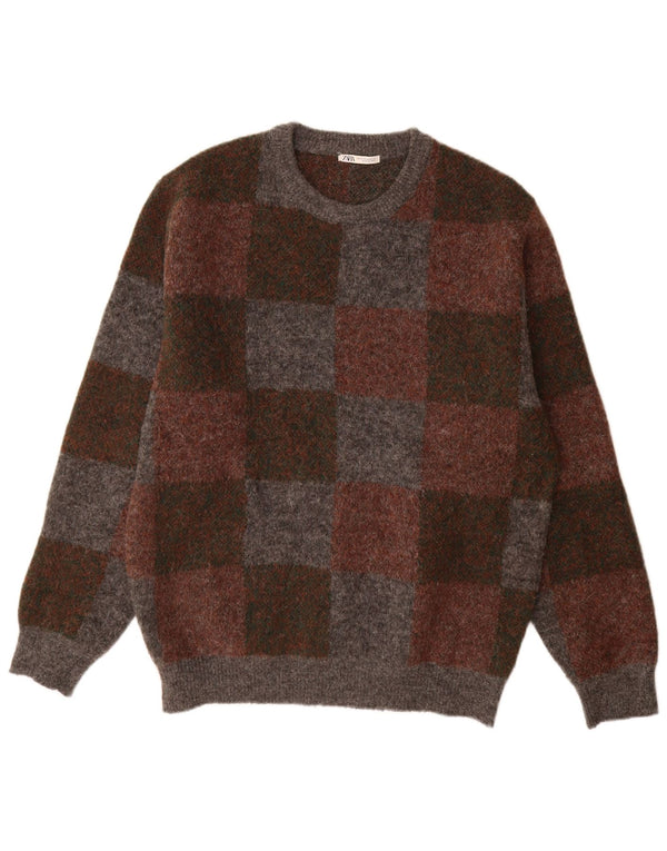 Zara Suéter masculino com gola redonda XL poliéster geométrico multicolorido