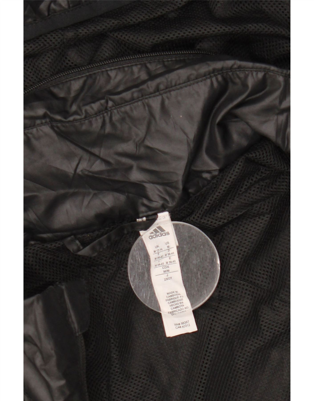 ADIDAS Womens Graphic Hooded Rain Jacket UK 12/14 Médio Preto Poliéster