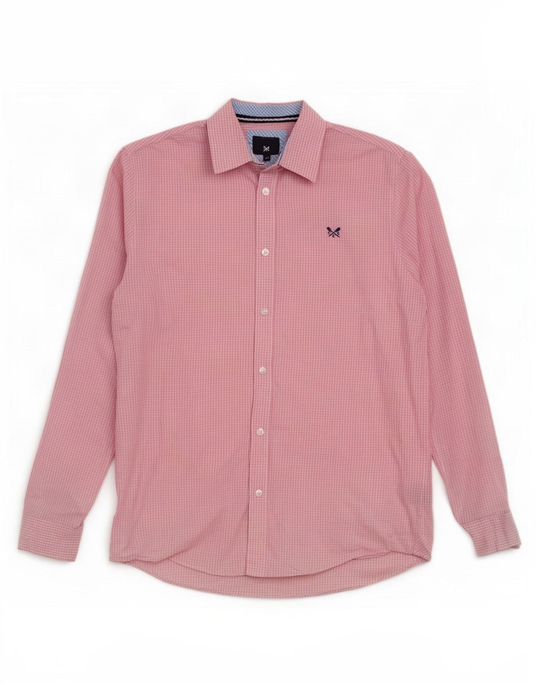 Camisa masculina clássica de ajuste da Crew Clothing algodão guingão rosa médio