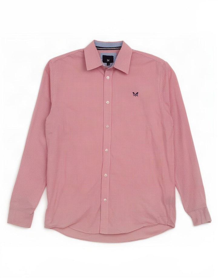 Camisa masculina clássica de ajuste da Crew Clothing algodão guingão rosa médio