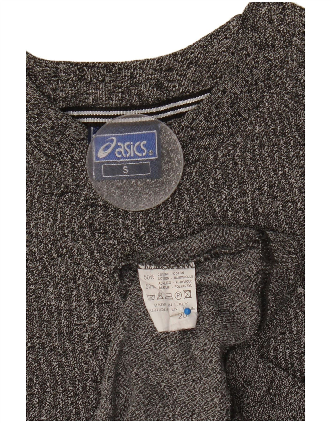 Camiseta masculina Asics Top pequeno algodão manchado cinza