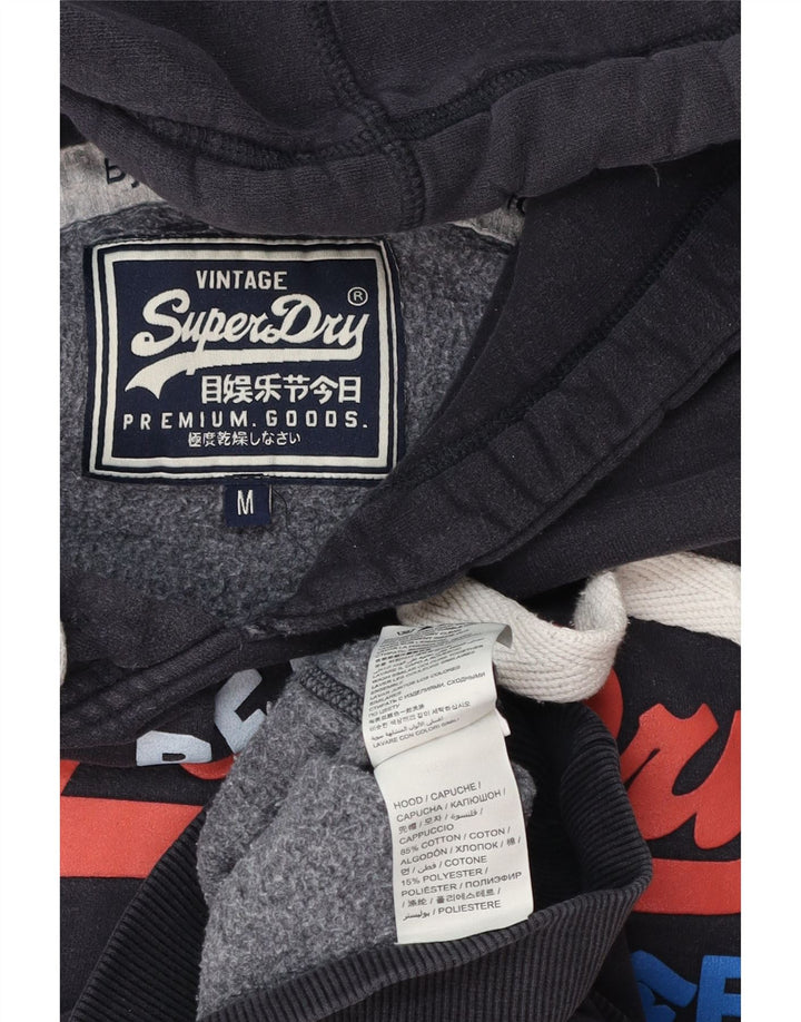 Suéter Superdry masculino com capuz gráfico médio azul marinho algodão