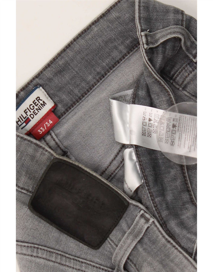 Tommy Hilfiger Masculino Slim Jeans W33 L34 Cinza Algodão