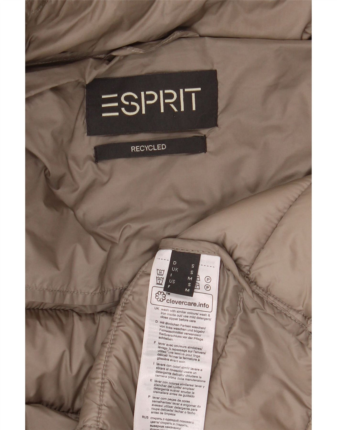 Casaco acolchoado feminino ESPRIT UK 10 pequeno poliamida bege