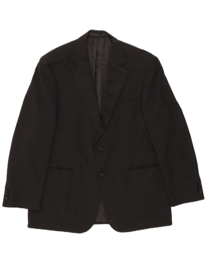 Jaqueta blazer masculina de 2 botões Marks & Spencer Reino Unido 42 grande poliéster preto