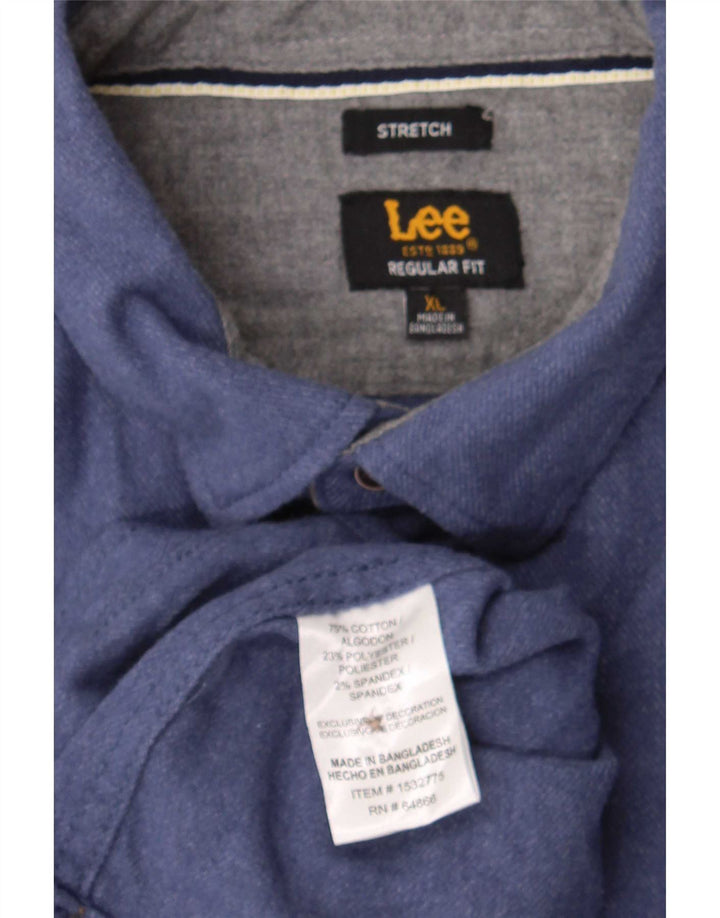 Camisa Stretch Masculina Lee XL Azul Algodão