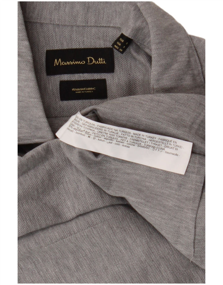 Camisa masculina Massimo Dutti pequena cinza algodão