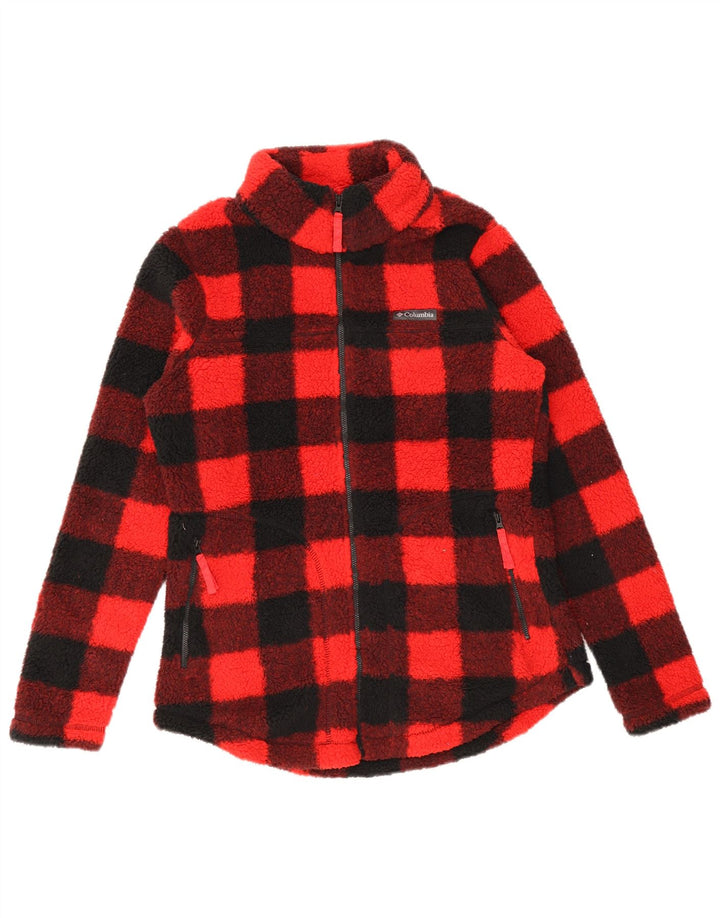 Jaqueta de lã feminina Columbia UK 14 poliéster vermelho guingão médio