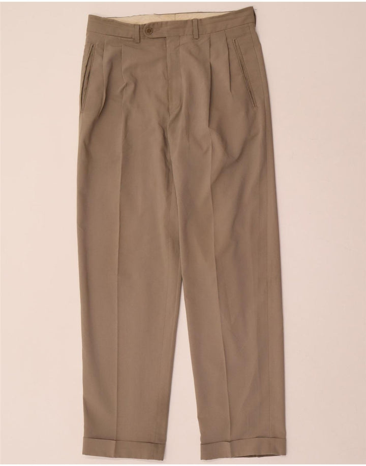Zara Mens Pegged Suit Calças EU 38 Pequeno W30 L30 Cinza Poliéster