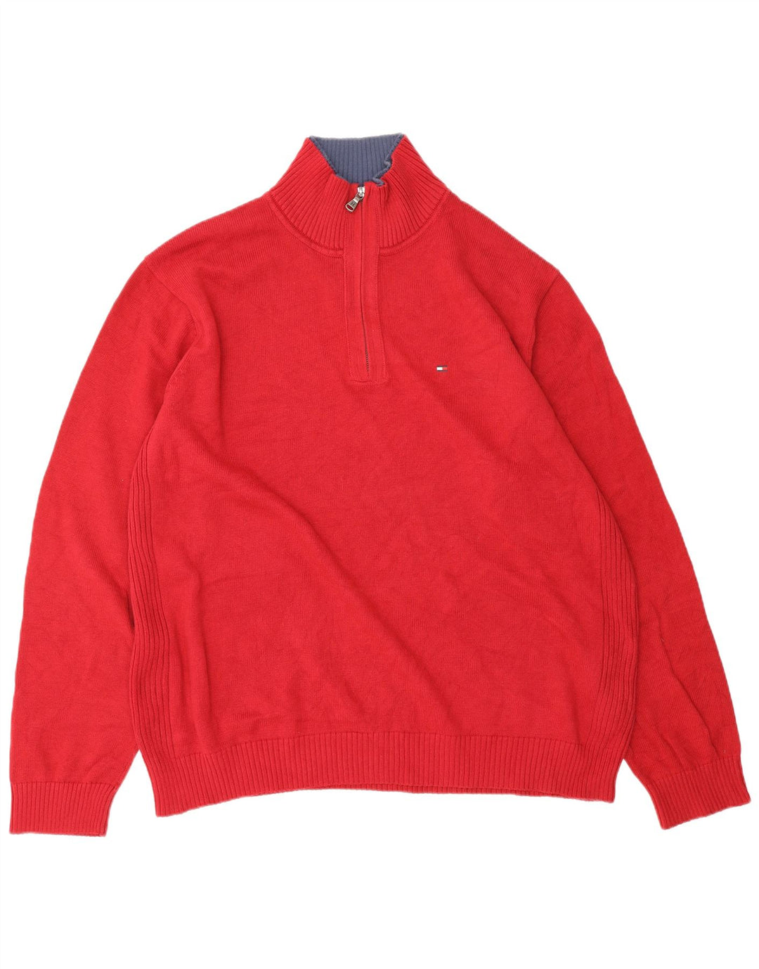 Suéter masculino TOMMY HILFIGER com zíper e gola XL em algodão vermelho