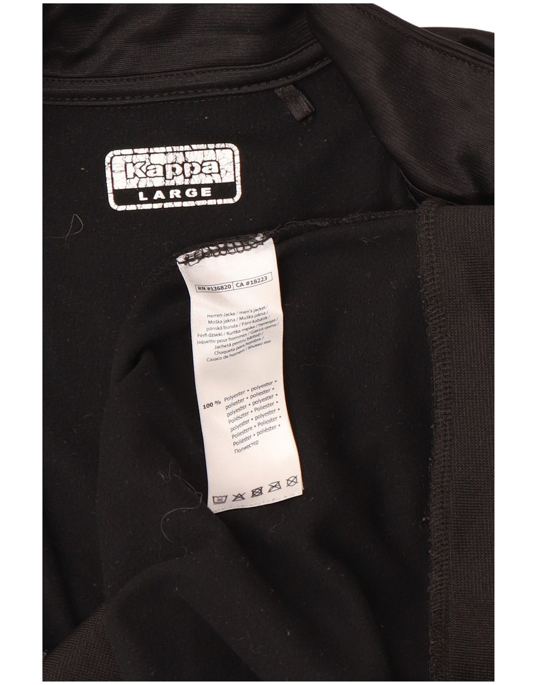 Kappa Mens Graphic Tracksuit Top Jacket Grande Preto Poliéster Esportes