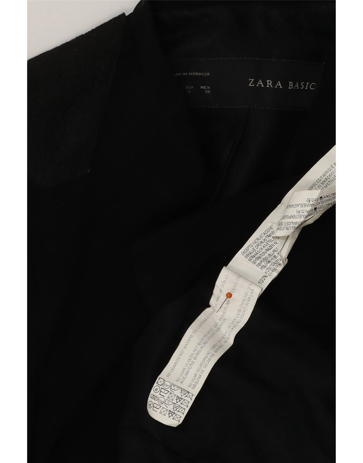 ZARA Womens Longline Open Blazer Jacket UK 10 Pequeno Acetato Preto
