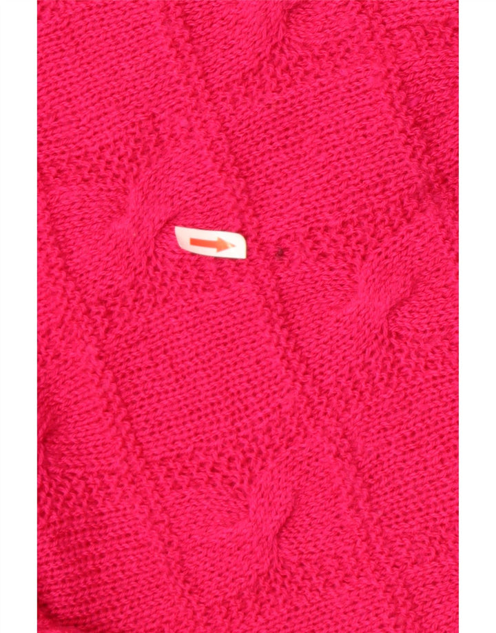 Suéter feminino vintage com gola redonda Reino Unido 16 grande rosa