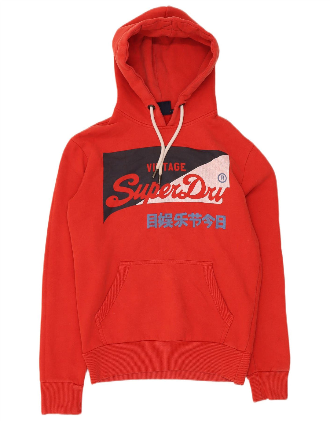 SUPERDRY moletom com capuz masculino gráfico XS algodão vermelho