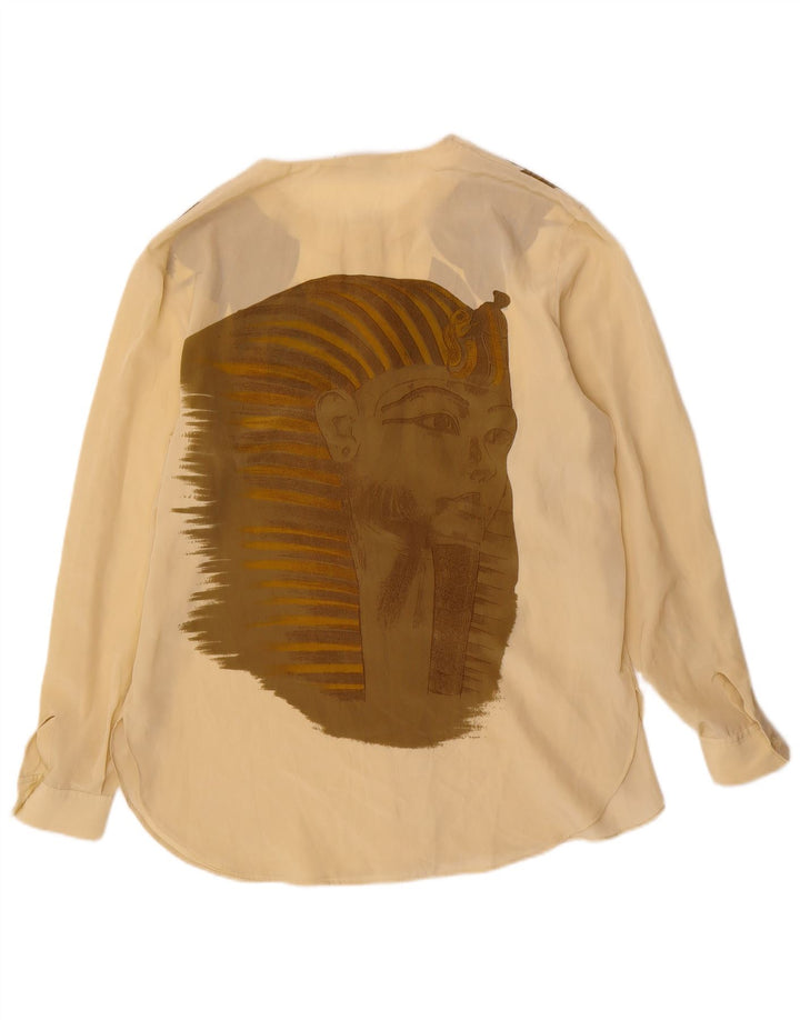 Blusa feminina Mario Pucci Cecconi com camisa gráfica gráfica IT 44 médio bege