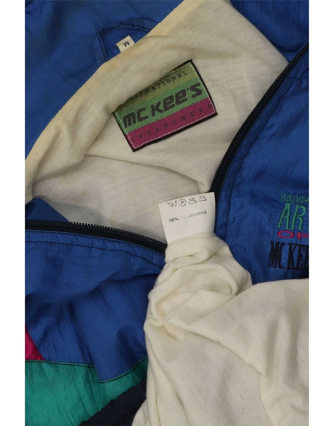 MC Kee's Mens Loose Fit Retro Treino Top Jaqueta Azul Médio Colourblock