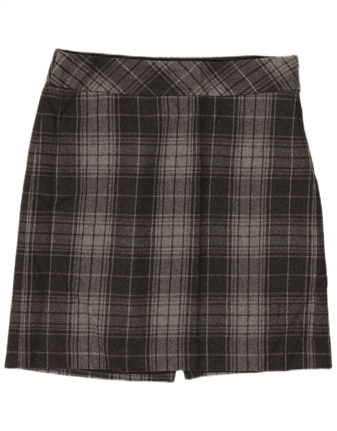 Minissaia feminina EDDIE BAUER EUA 8 médio W32 lã xadrez cinza