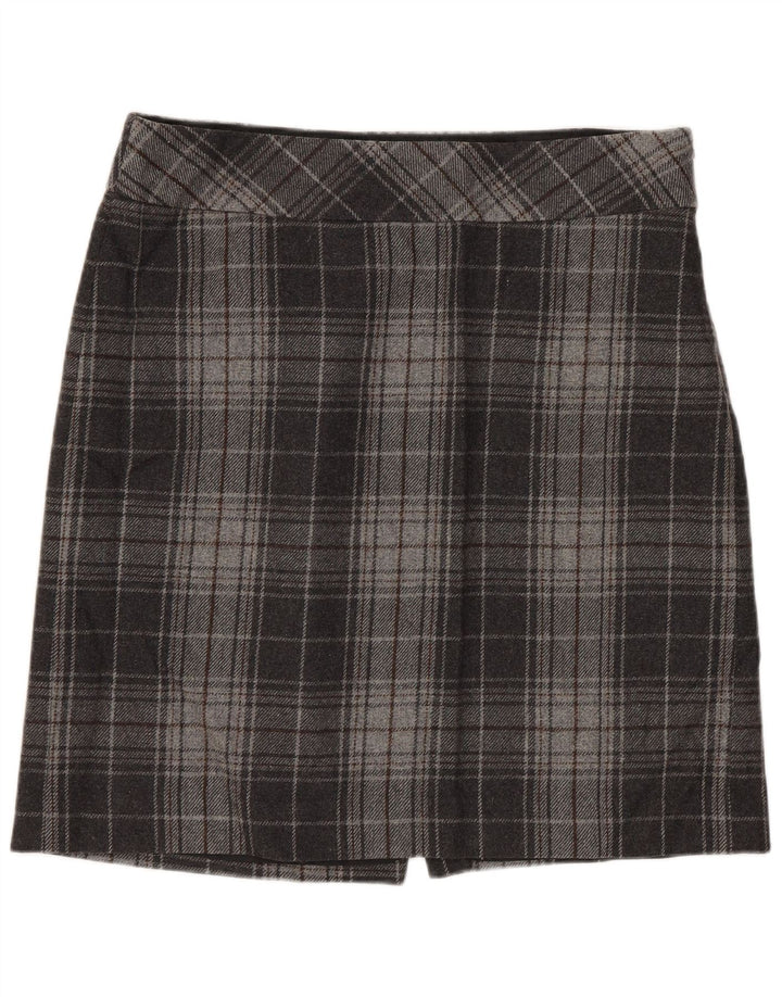 Minissaia feminina EDDIE BAUER EUA 8 médio W32 lã xadrez cinza