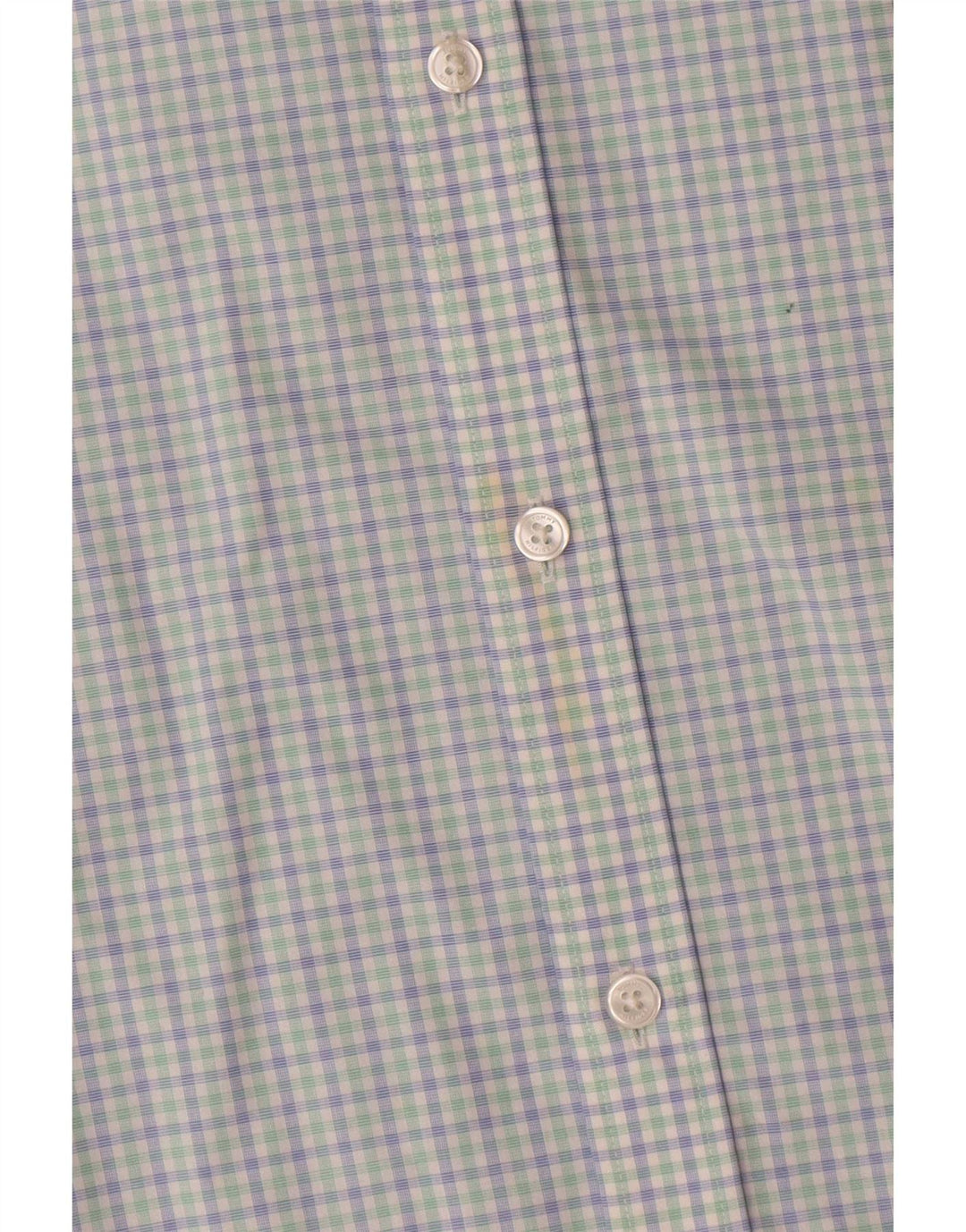 Camisa masculina Tommy Hilfiger de ajuste atlético tamanho 15 algodão guingão azul médio