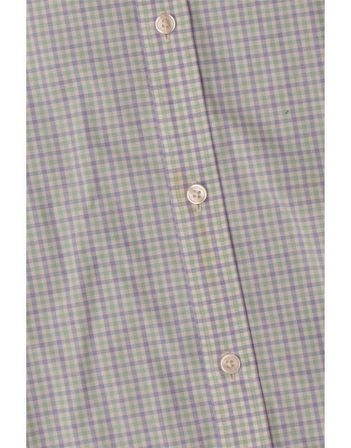Camisa masculina Tommy Hilfiger de ajuste atlético tamanho 15 algodão guingão azul médio
