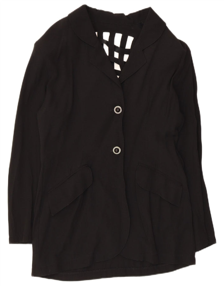Jaqueta Blazer Vintage Feminina com 2 Botões Reino Unido 14 Médio Preto