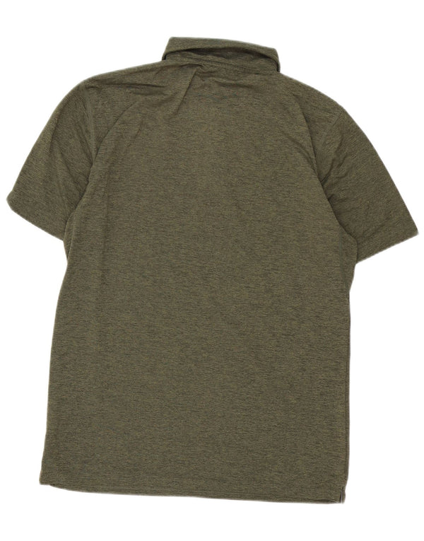 Camisa polo masculina Calvin Klein, poliéster manchado cáqui médio médio