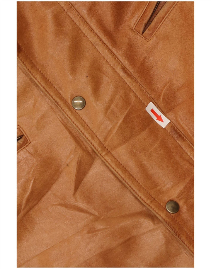 Jaqueta de couro masculina vintage UK 38 couro bege médio
