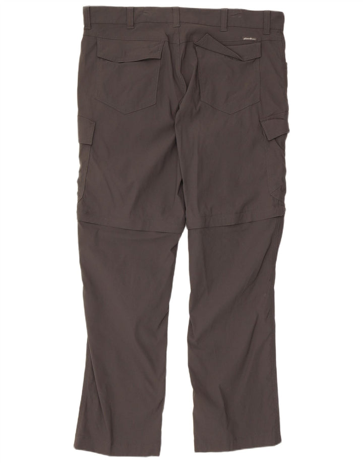 Calça cargo reta masculina EDDIE BAUER W36 L32 cinza nylon
