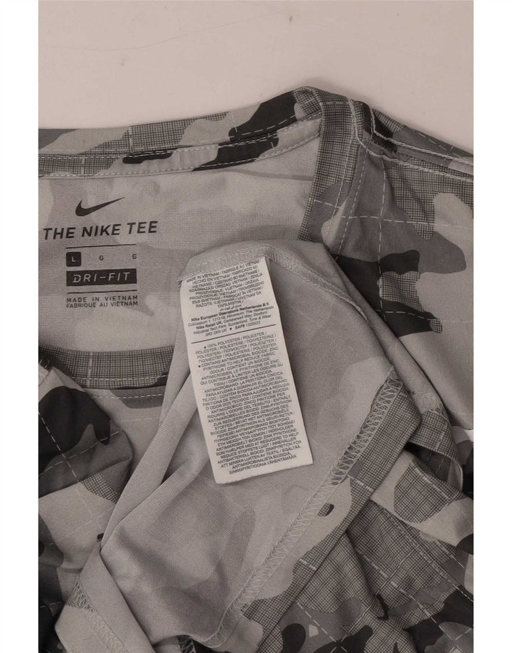 Camiseta Nike Masculina Dri Fit Top Grande Cinza Camuflagem Poliéster