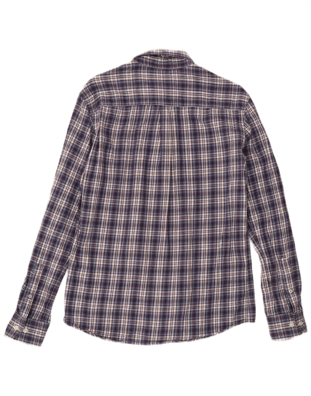 Camisa masculina de flanela Crew Clothing algodão xadrez azul marinho médio