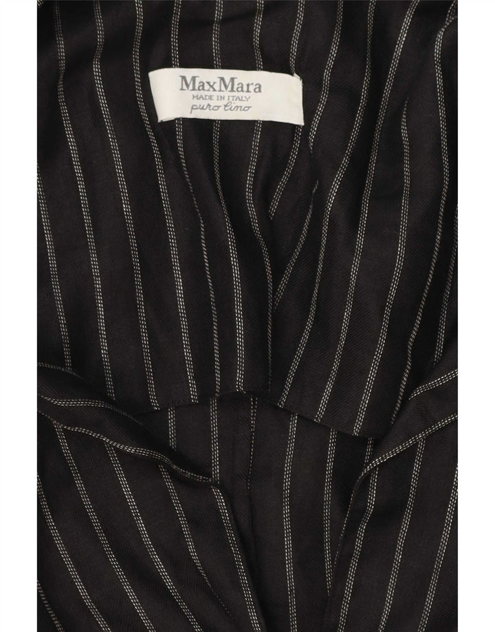 Jaqueta blazer feminina Max Mara com 2 botões Reino Unido 14 risca de giz preta média