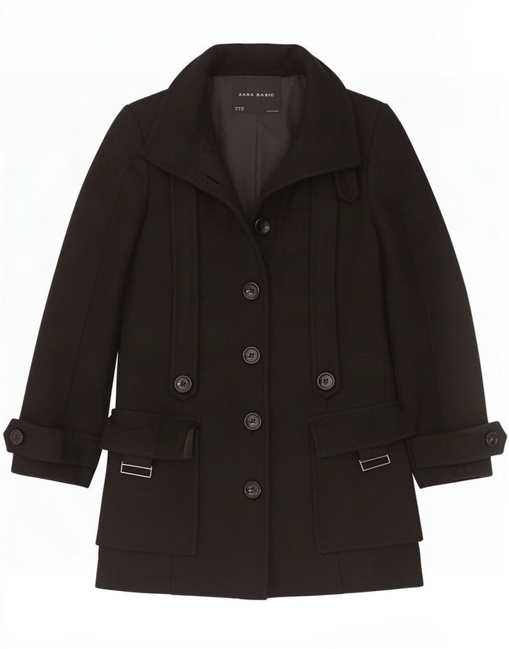 Sobretudo feminino Zara UK 12 lã preta média