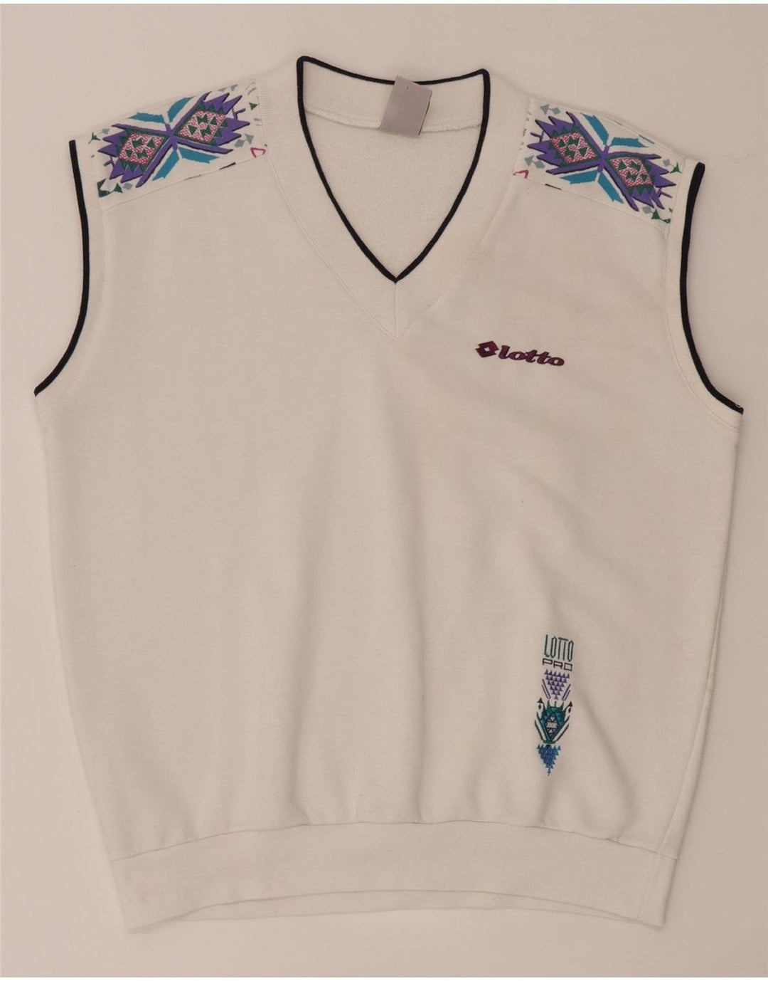 Lotto moletom masculino gráfico sem mangas jumper médio branco geométrico