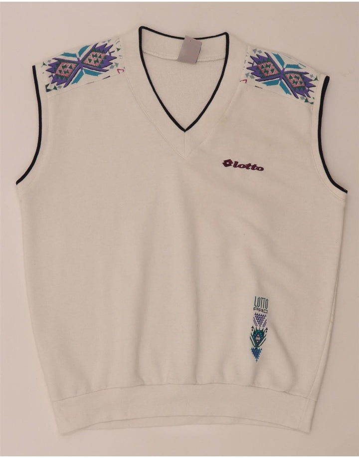 Lotto moletom masculino gráfico sem mangas jumper médio branco geométrico